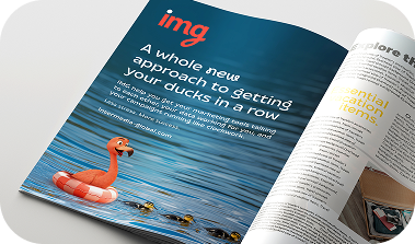 Printed magazine advert open on a double page spread