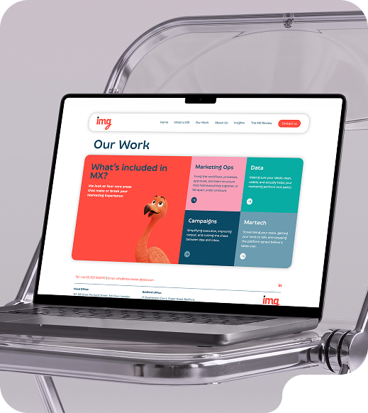 The new IMG website shown on a laptop